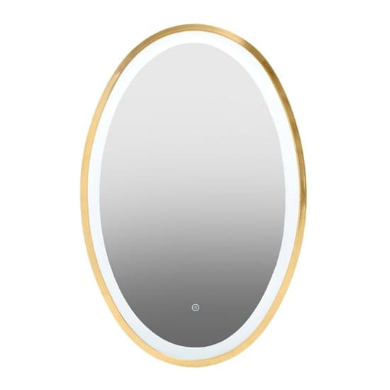 Agadir Oval Illuminated Bathroom Mirror In Gold Frame_2
