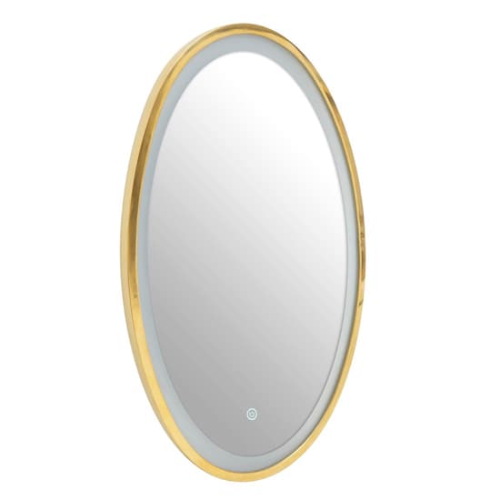 Agadir Oval Illuminated Bathroom Mirror In Gold Frame_3