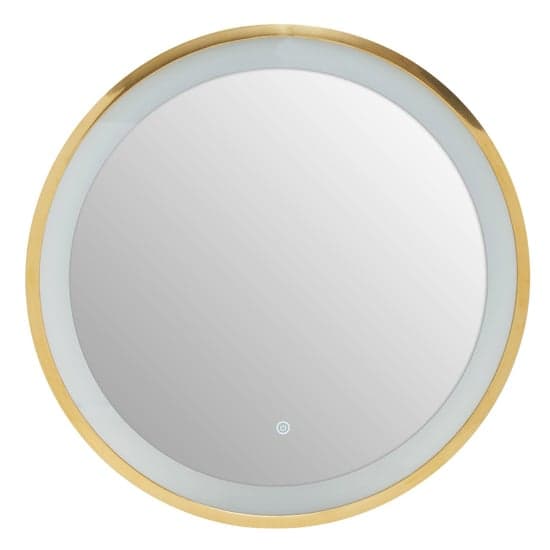 Agadir Round Illuminated Bathroom Mirror In Gold Frame_2