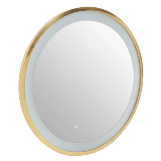 Agadir Round Illuminated Bathroom Mirror In Gold Frame_3
