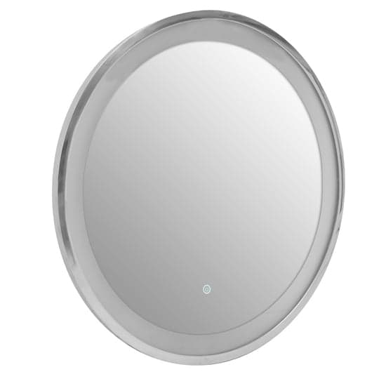 Agadir Round Illuminated Bathroom Mirror In Silver Frame_2