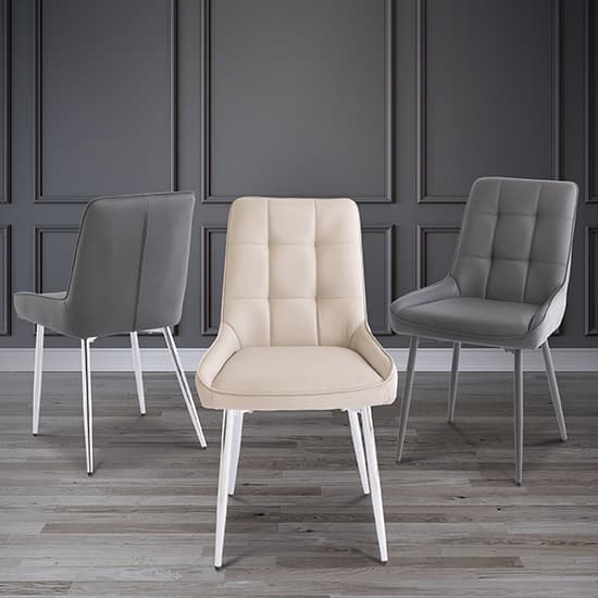 Aggie Faux Leather Dining Chair In Grey_4