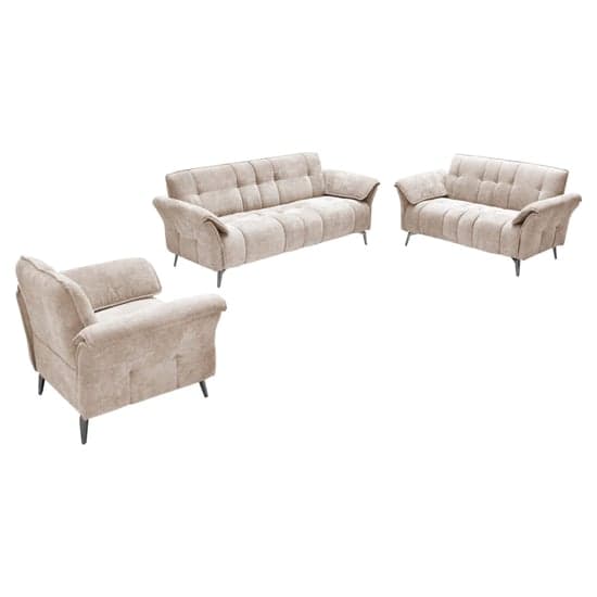 Agios Fabric 1 Seater Sofa In Champagne With Black Chromed Legs_4