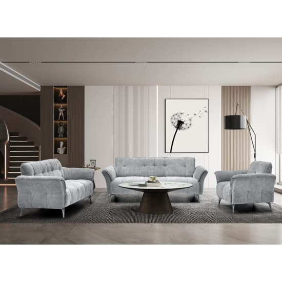 Agios Fabric 1 Seater Sofa In Grey With Black Chromed Legs_5