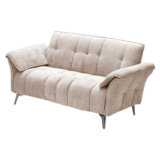 Agios Fabric 2 Seater Sofa In Champagne With Black Chromed Legs_2