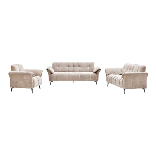 Agios Fabric 2 Seater Sofa In Champagne With Black Chromed Legs_3