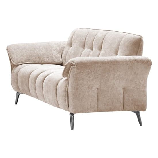 Agios Fabric 3 Seater Sofa In Champagne With Black Chromed Legs_2