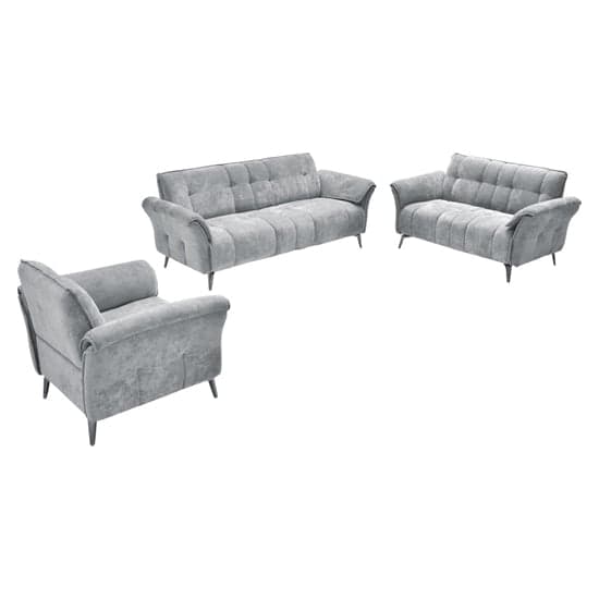 Agios Fabric 3 Seater Sofa In Grey With Black Chromed Legs_3