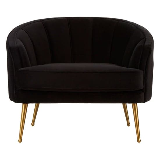 Agnetas Velvet Tub Chair In Black With Gold Legs_2