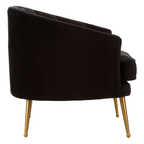 Agnetas Velvet Tub Chair In Black With Gold Legs_4