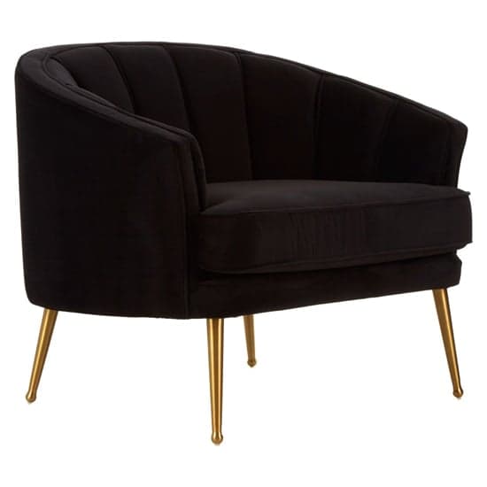 Agnetas Velvet Tub Chair In Black With Gold Legs_1