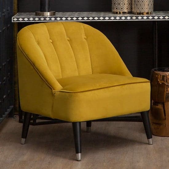 Agoront Upholstered Velvet Lounge Chair In Yellow_1