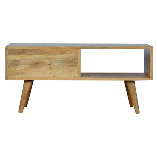 Agoura Wooden TV Stand In Oak Ish And White With Sliding Door_4