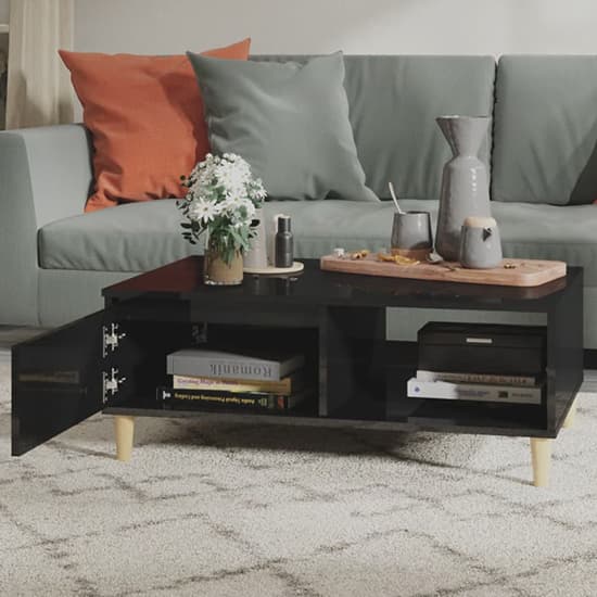 Agron High Gloss Coffee Table With 1 Door In Black_2