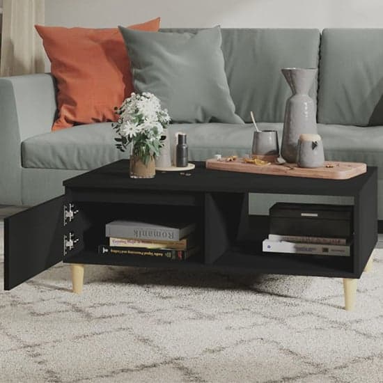 Agron Wooden Coffee Table With 1 Door In Black_2
