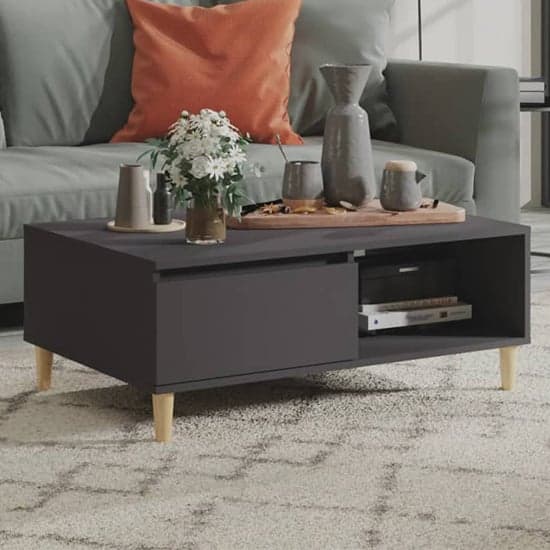 Agron Wooden Coffee Table With 1 Door In Grey