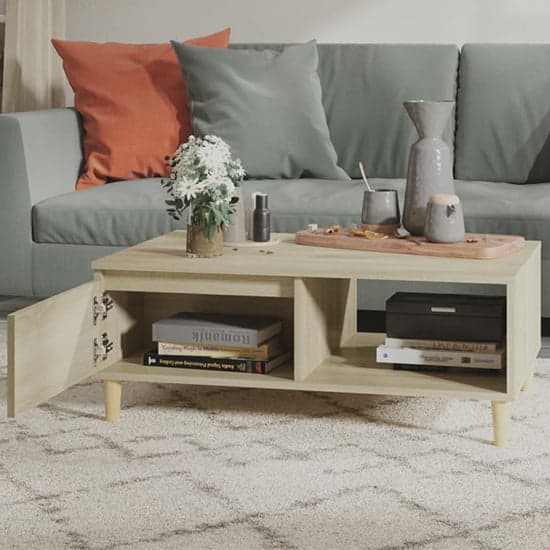 Agron Wooden Coffee Table With 1 Door In Sonoma Oak_2