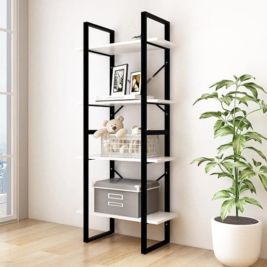 Aharon 4-Tier Solid Pinewood Bookshelf In White_1