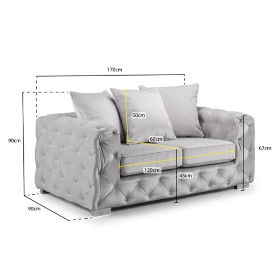 Ahern Plush Velvet 2 Seater Sofa In Silver_3