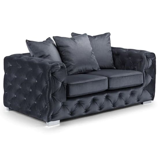 Ahern Plush Velvet 2 Seater Sofa In Slate_1