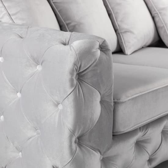Ahern Plush Velvet 3 Seater And 2 Seater Sofa Suite In Silver_2