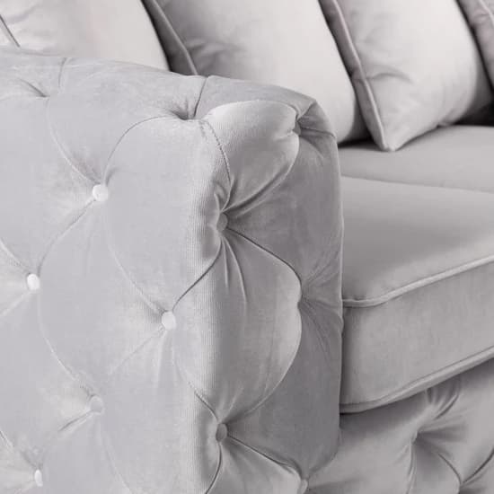 Ahern Plush Velvet 3 Seater Sofa In Silver_4