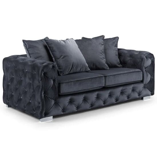 Ahern Plush Velvet 3 Seater Sofa In Slate_1