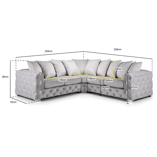 Ahern Plush Velvet Large Corner Sofa Suite In Silver_3