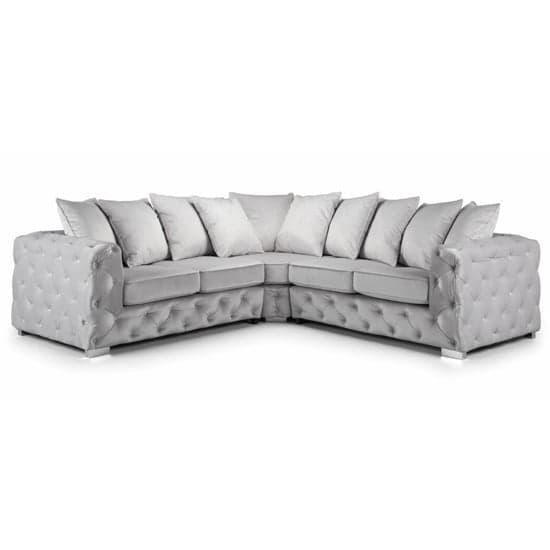 Ahern Plush Velvet Large Corner Sofa Suite In Silver_1
