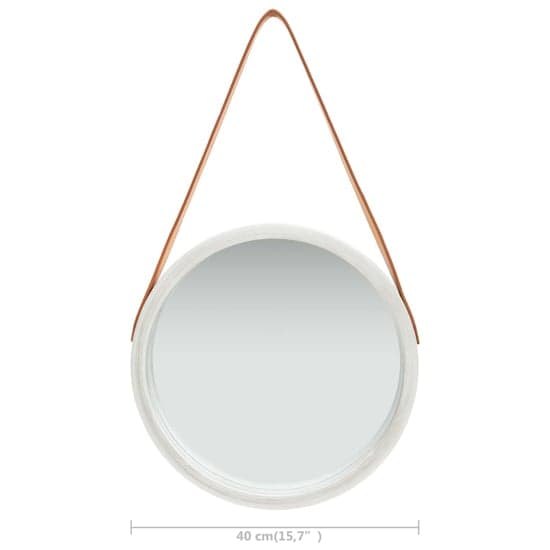Ailie Small Retro Wall Mirror With Faux Leather Strap In Silver_5