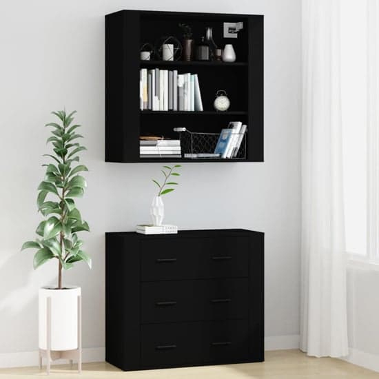 Ailie Wooden Highboard With 3 Drawers 2 Shelves In Black_2