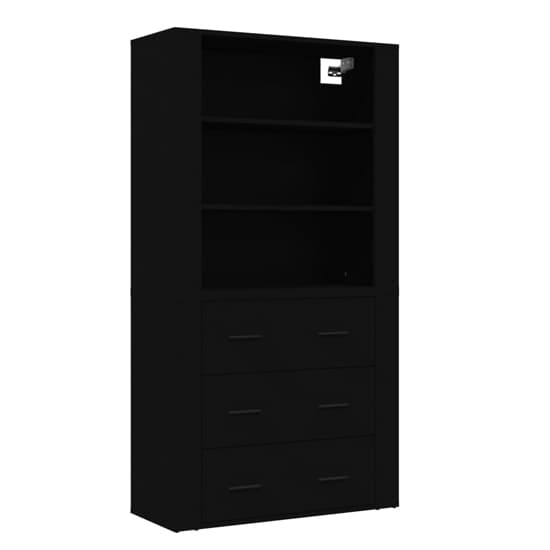 Ailie Wooden Highboard With 3 Drawers 2 Shelves In Black_3
