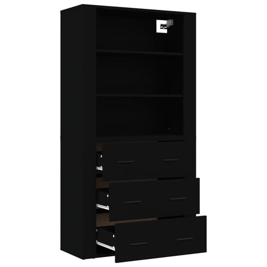 Ailie Wooden Highboard With 3 Drawers 2 Shelves In Black_4