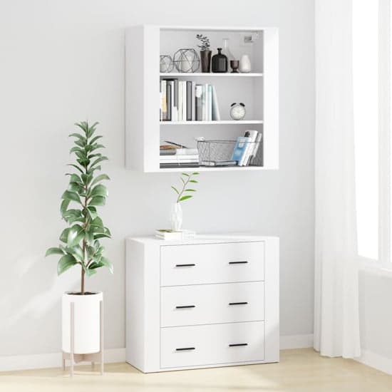 Ailie Wooden Highboard With 3 Drawers 2 Shelves In White_2