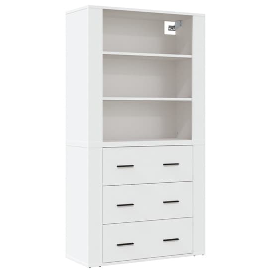 Ailie Wooden Highboard With 3 Drawers 2 Shelves In White_3