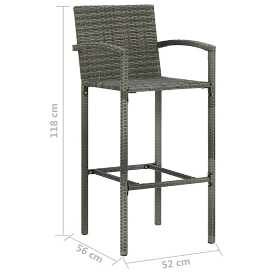 Aimee Outdoor Poly Rattan Bar Table With 4 Stools In Grey_8