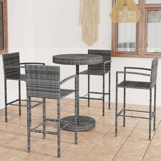 Aimee Outdoor Poly Rattan Bar Table With 4 Stools In Grey_1