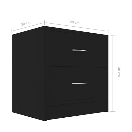 Aimo Wooden Bedside Cabinet With 2 Drawers In Black_4