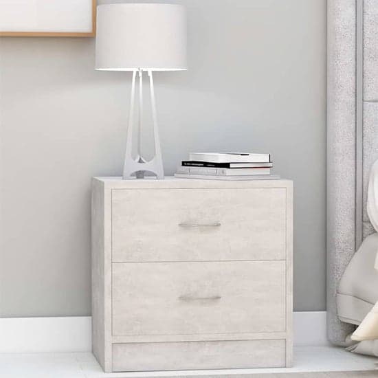 Aimo Wooden Bedside Cabinet With 2 Drawers In Concrete Effect_1