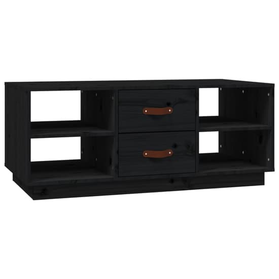Aivar Pine Wood Coffee Table With 2 Drawers In Black_3