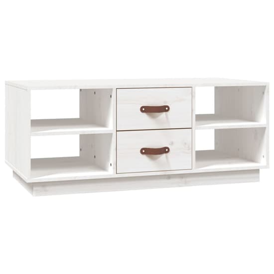 Aivar Pine Wood Coffee Table With 2 Drawers In White_3