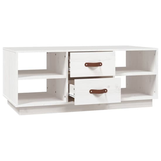 Aivar Pine Wood Coffee Table With 2 Drawers In White_5