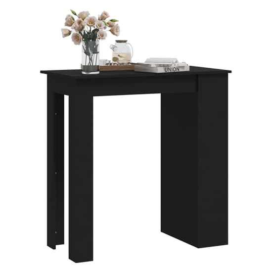 Aiza 102cm Wooden Bar Table With Storage Rack In Black Furniture in