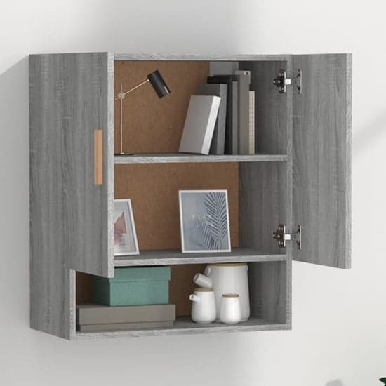 Aizza Wooden Wall Storage Cabinet With 2 Door In Grey Sonoma Oak_2