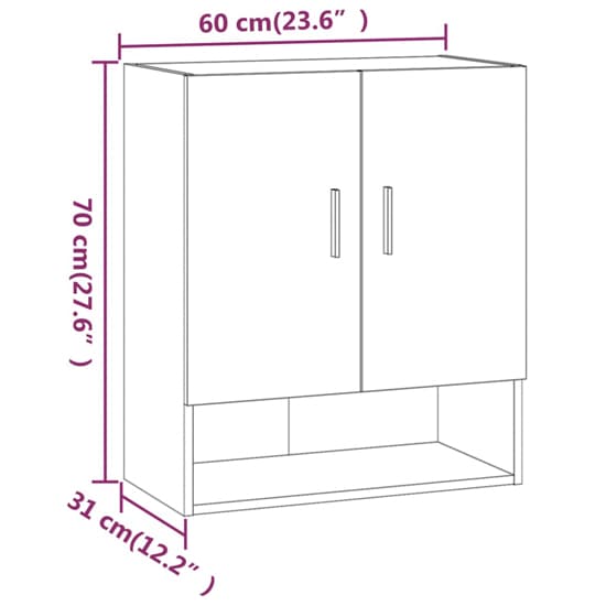 Aizza Wooden Wall Storage Cabinet With 2 Door In Grey Sonoma Oak_6