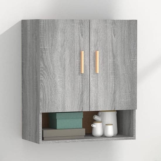 Aizza Wooden Wall Storage Cabinet With 2 Door In Grey Sonoma Oak_1