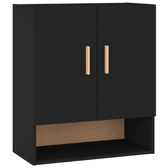 Aizza Wooden Wall Storage Cabinet With 2 Doors In Black_3