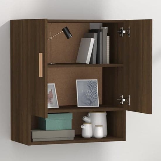 Aizza Wooden Wall Storage Cabinet With 2 Doors In Brown Oak_2