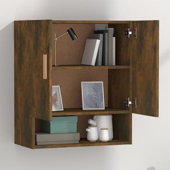Aizza Wooden Wall Storage Cabinet With 2 Doors In Smoked Oak_2