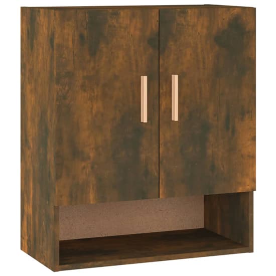Aizza Wooden Wall Storage Cabinet With 2 Doors In Smoked Oak_3